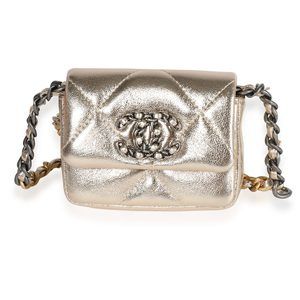 Chanel Metallic Gold Lambskin Chanel 19 Belt Bag